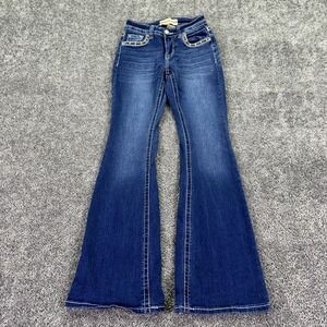 Rodeo Blessed Jeans Womens 1 Blue Low Rise Flare Stretch Denim Medium Wash